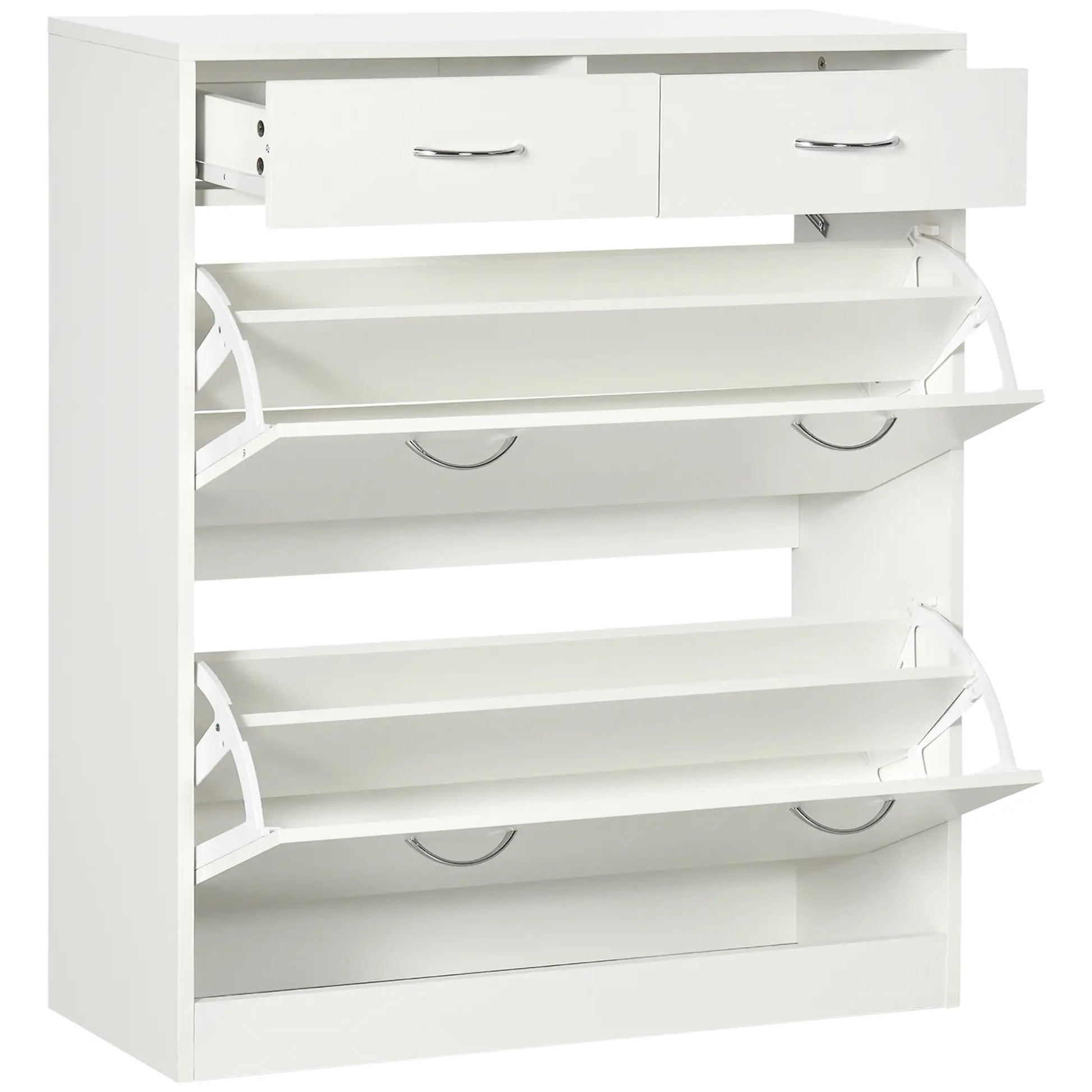Narrow Shoe Storage, 2 Flip Drawers, Adjustable Shelves, 12 Pairs, White Shoe Storage Cabinets & Racks at Gallery Canada