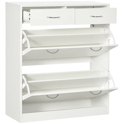 Narrow Shoe Storage, 2 Flip Drawers, Adjustable Shelves, 12 Pairs, White Shoe Storage Cabinets & Racks at Gallery Canada