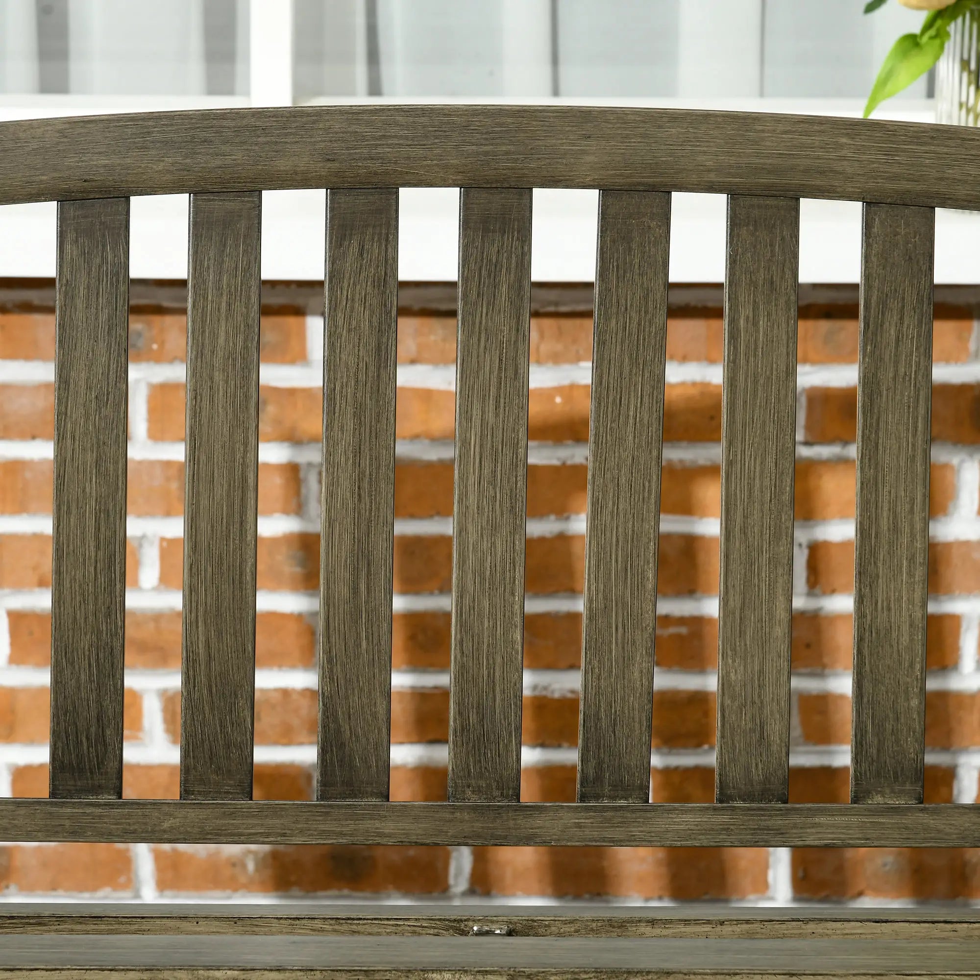Outdoor Garden Bench, Metal Wood Look Slatted Frame, Black Outdoor Benches at Gallery Canada