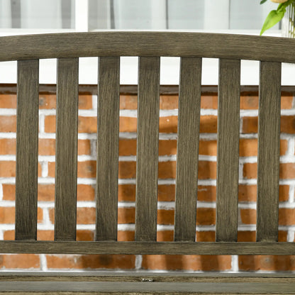 Outdoor Garden Bench, Metal Wood Look Slatted Frame, Black Outdoor Benches at Gallery Canada