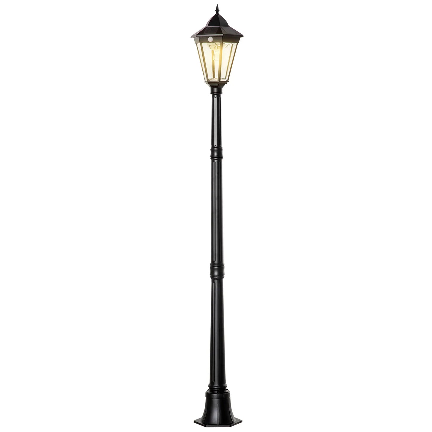 77 Solar Lamp Post Light, Motion Activated, Adjustable Brightness, Black Solar Post Lamps Black, Clear at Gallery Canada