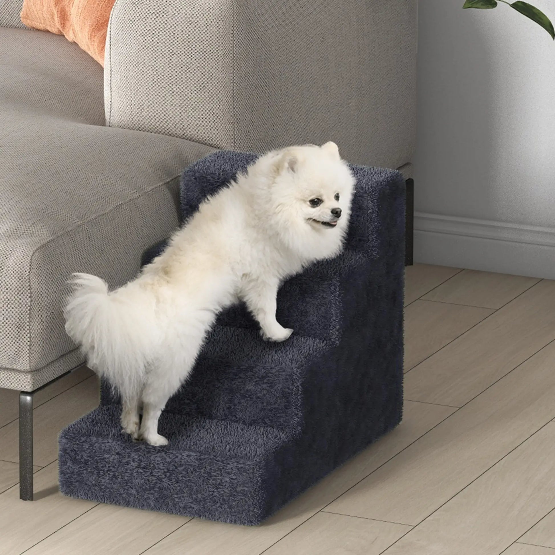 4-Step Dog Ramp for Sofa, Bed, Couch, Removable Cover, Dark Grey Dog Stairs at Gallery Canada