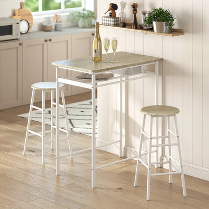 3-Piece Counter Height Bar Table Set, 1 Table 2 Stools, White Oak, White Bar Sets at Gallery Canada