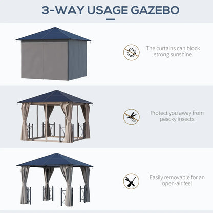 10' x 10' Hardtop Gazebo, PC Board Roof, Aluminum Frame, Black Gazebos at Gallery Canada