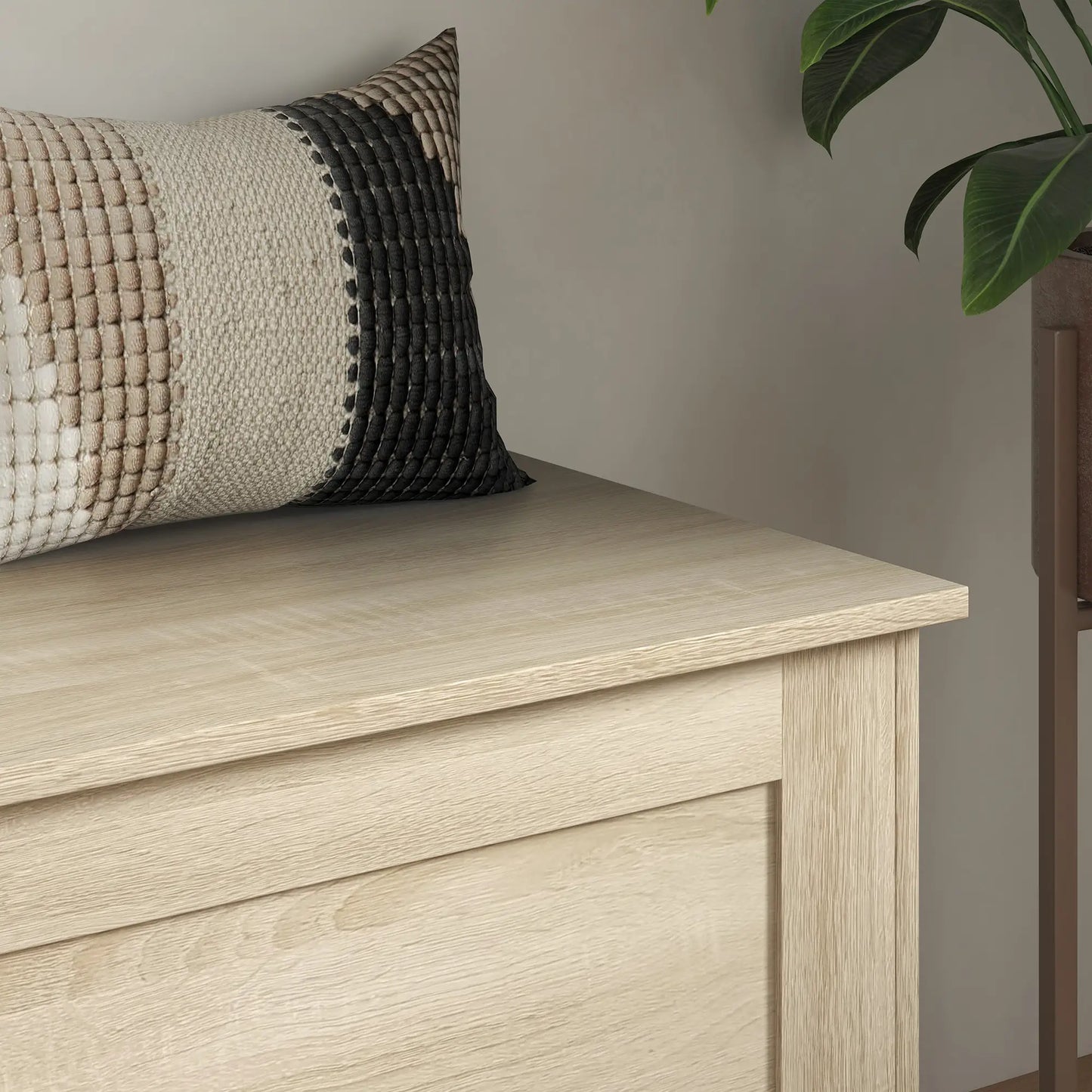 31.5 Inches Storage Chest, Wooden Trunk with Safety Hinge, Natural Wood Grain Storage Cabinets at Gallery Canada