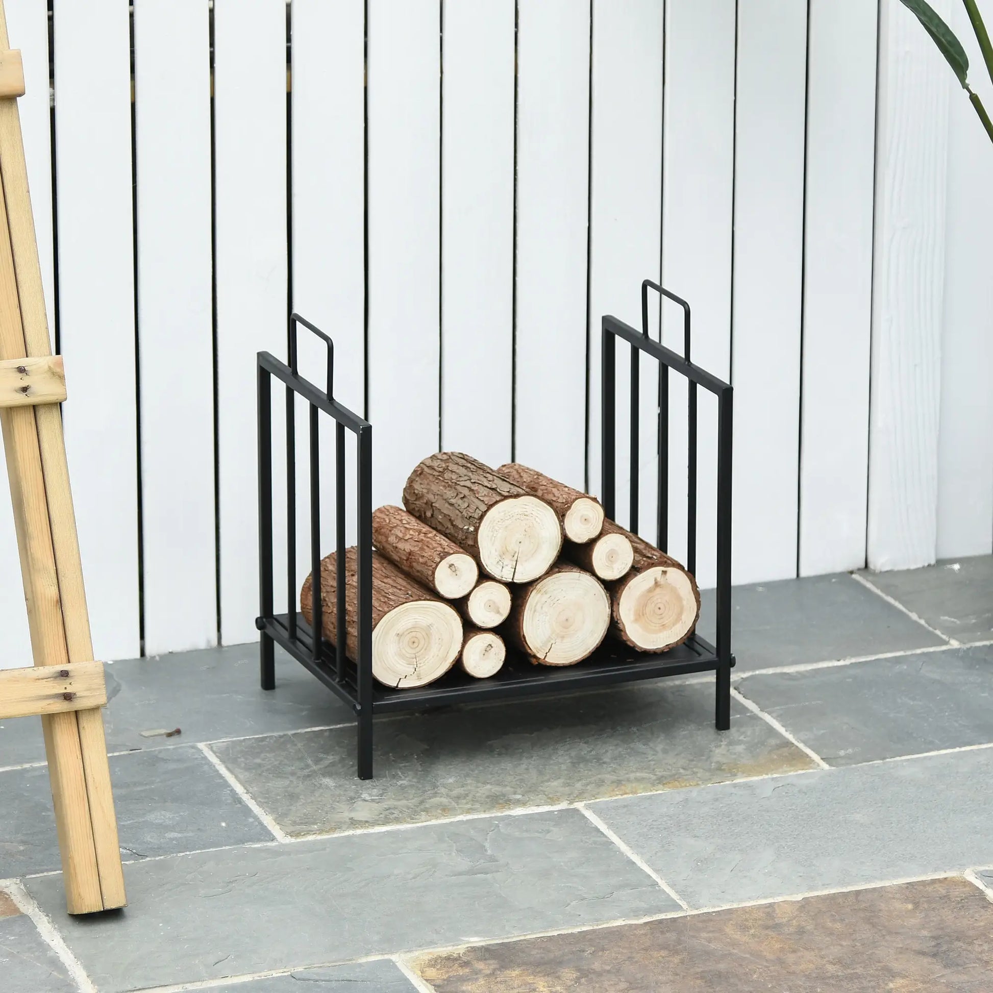 17.5" Heavy-Duty Metal Firewood Rack, Indoor Outdoor, Black Firewood Racks at Gallery Canada