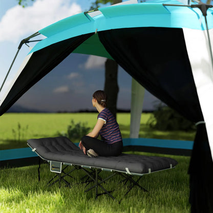 26.8" Wide Folding Bed, Camping Cot with Mattress, Carry Bag, 330 LBS, Dark Grey Camping Cots at Gallery Canada