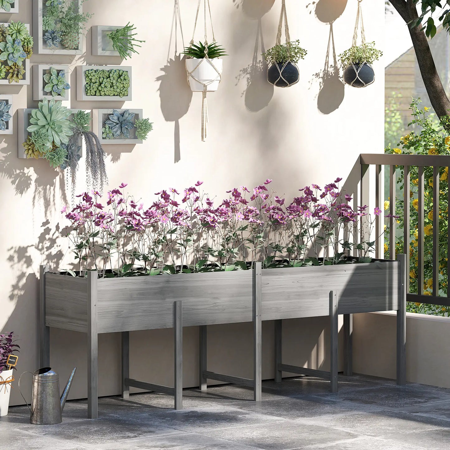 Wooden Raised Garden Bed Planter, Large Elevated Box With Legs, Grey Elevated Garden Beds at Gallery Canada