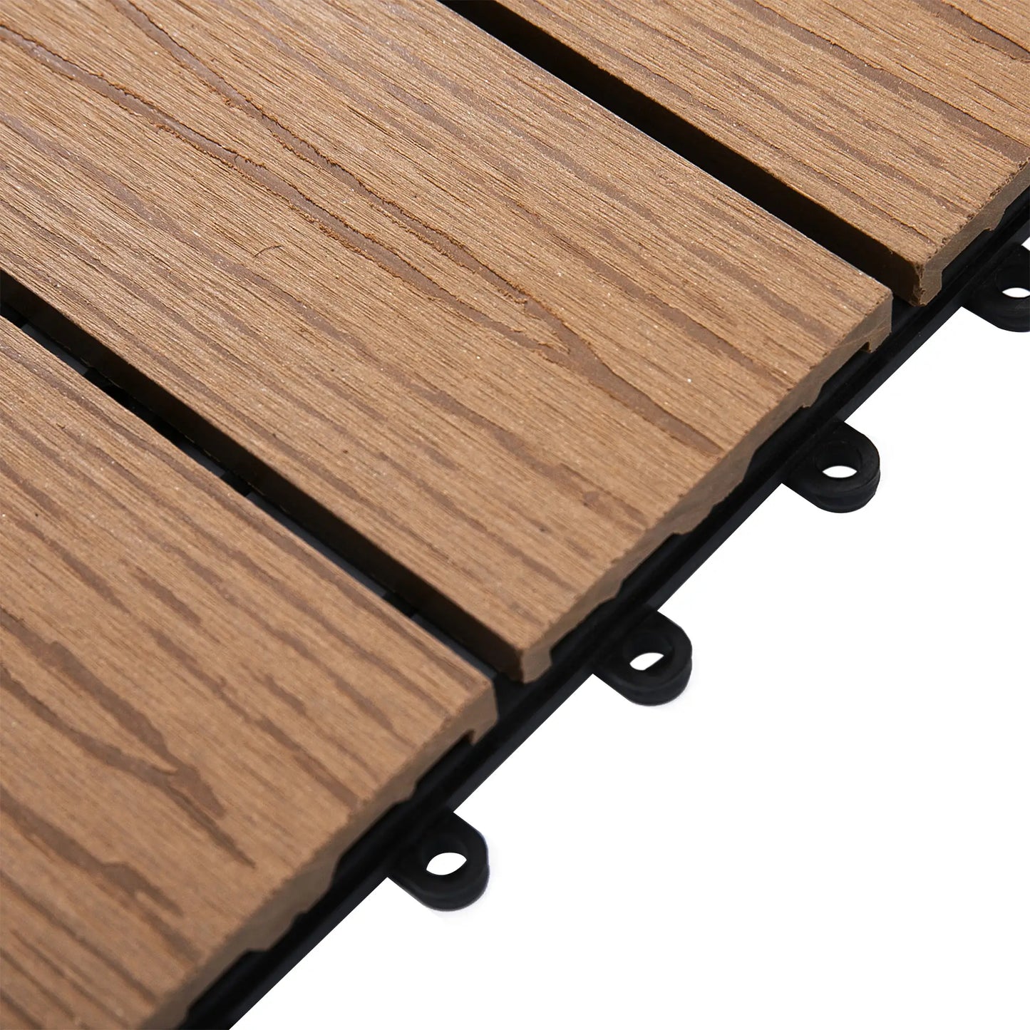Outdoor Tiles, 11 Pack 12" x 12" WPC Interlocking Deck Tiles Waterproof and Non-slip Deck Tiles at Gallery Canada