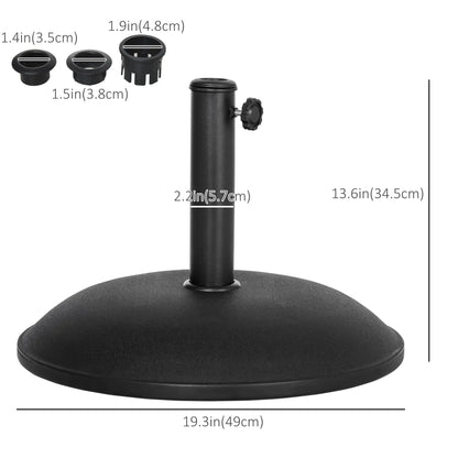 44 lbs Cement Umbrella Base, 19" Heavy Duty Round Stand, Black Umbrella Bases at Gallery Canada