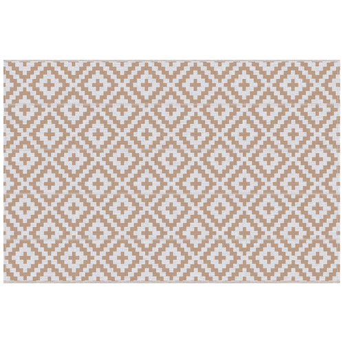 Reversible Outdoor RV Rug, Patio Floor Mat, 6' x 9', White, Coffee