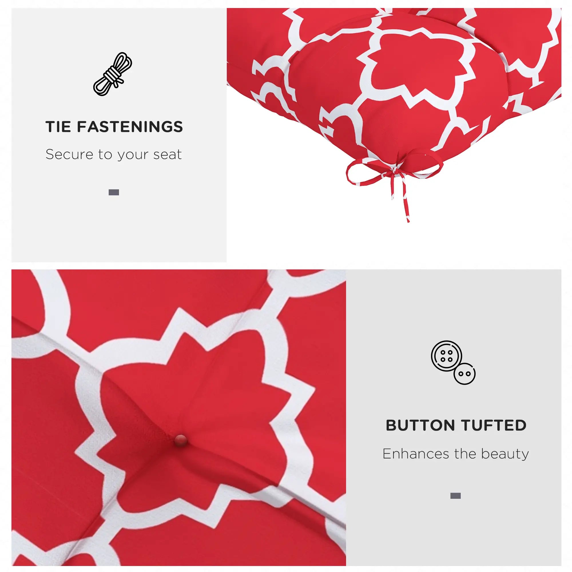 4-Piece Seat Cushion Pillows, Patio Chair Cushions with Ties, Indoor Outdoor Patio Chair Cushions at Gallery Canada