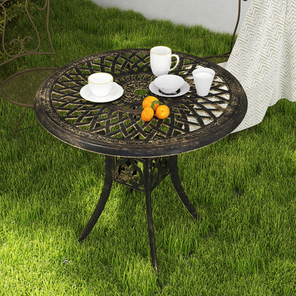 30-Inch Round Patio Dining Table, Cast Aluminum Outdoor Bistro Table, Brown Patio Dining Tables at Gallery Canada