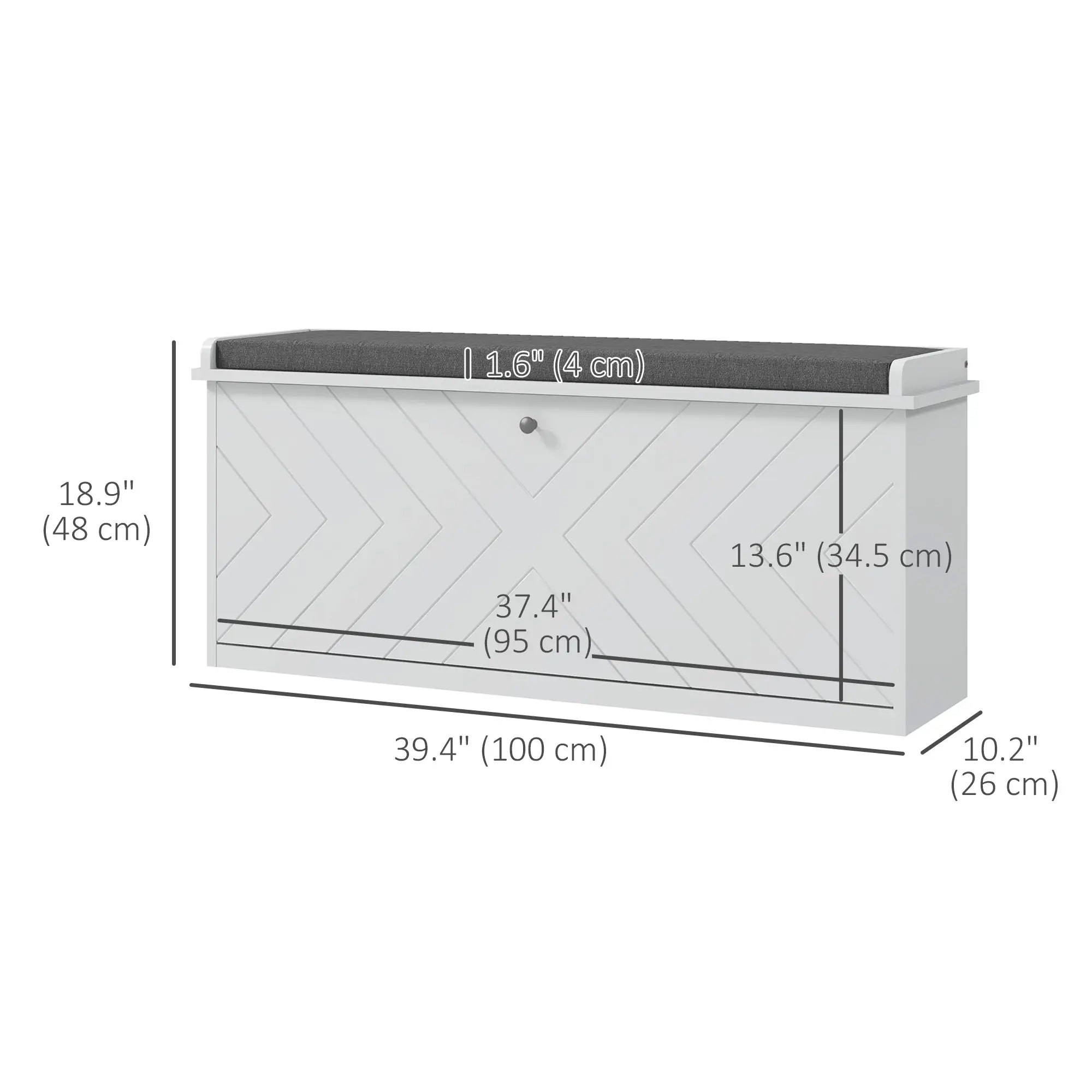 Upholstered Shoe Storage Bench with Flip Drawer, Adjustable Shelf, 10 Pairs Shoe Storage Cabinets & Racks at Gallery Canada