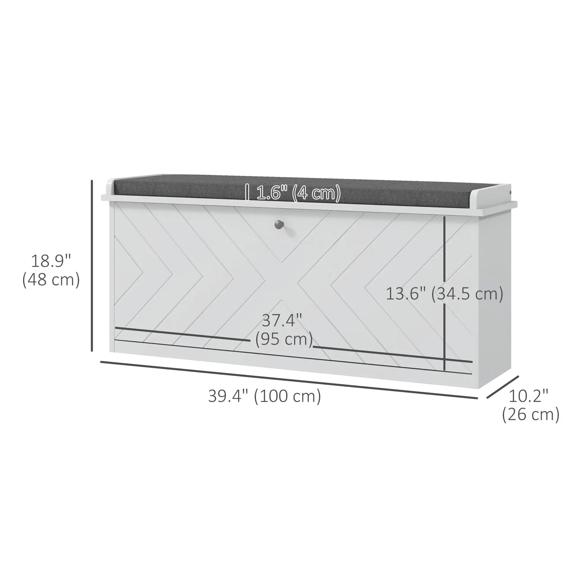 Upholstered Shoe Storage Bench with Flip Drawer, Adjustable Shelf, 10 Pairs Shoe Storage Cabinets & Racks at Gallery Canada