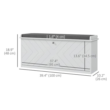 Upholstered Shoe Storage Bench with Flip Drawer, Adjustable Shelf, 10 Pairs Shoe Storage Cabinets & Racks at Gallery Canada