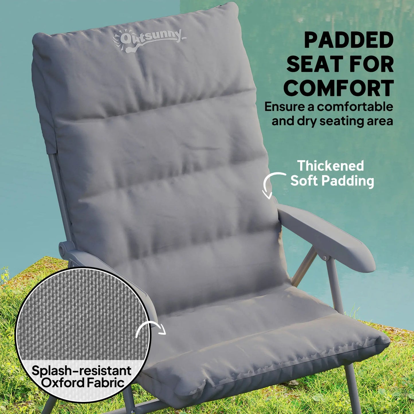 5-Level Reclining Camping Chair, Adjustable High Back, Side Pockets, Compact Picnic Tables & Camping Chairs at Gallery Canada