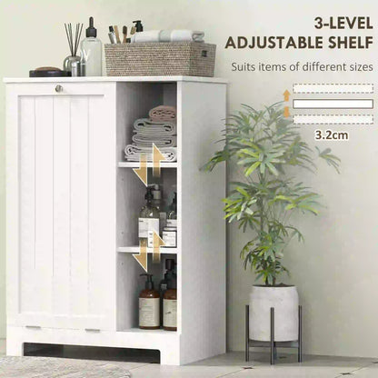 Laundry Cabinet with Removable Basket, Adjustable Shelf, White Bathroom Cabinets at Gallery Canada