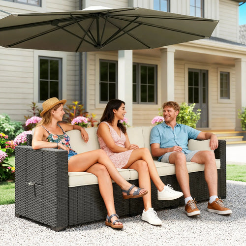 3 Seater Wicker Patio Sofa, 6