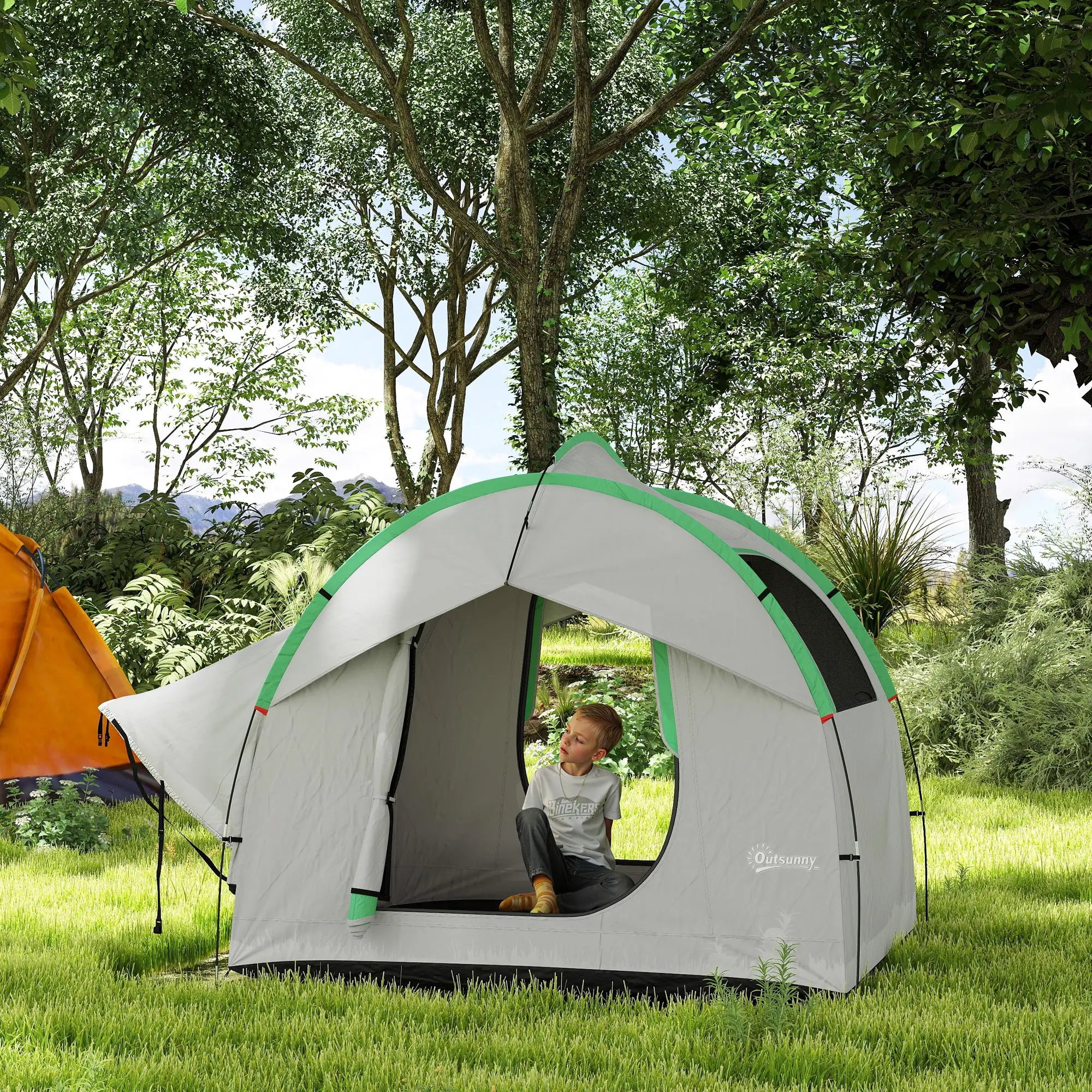 2000mm Waterproof SUV Tent, 3 Doors, Mesh Window, 5-6 Person, Grey Green Camping Tents at Gallery Canada
