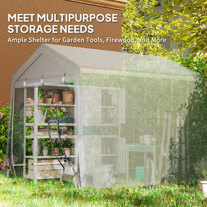 9.2' x 7.9' Garden Storage Tent, Metal Frame, Double Zipper Doors, Light Grey Portable Shed at Gallery Canada