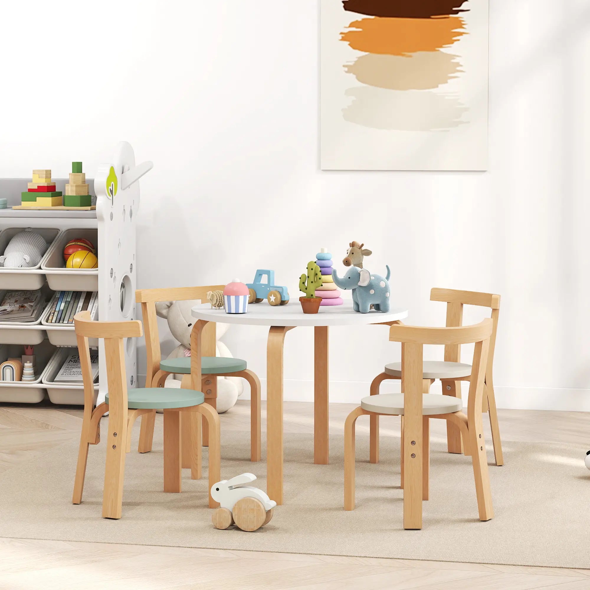 Wooden Kids Table and Chairs Set, Toddler Set for 3-8 Years, Green Kids Table Sets at Gallery Canada