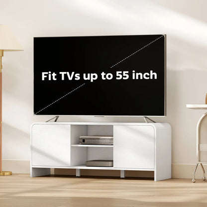 TV Stand For 55 Inch, 2 Cabinets And 2 Shelves, White TV Stands at Gallery Canada