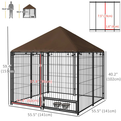 4.6' x 4.6' x 5' Outdoor Dog Kennel, Canopy, Rotating Bowls, Coffee Houses, Kennels & Pens at Gallery Canada