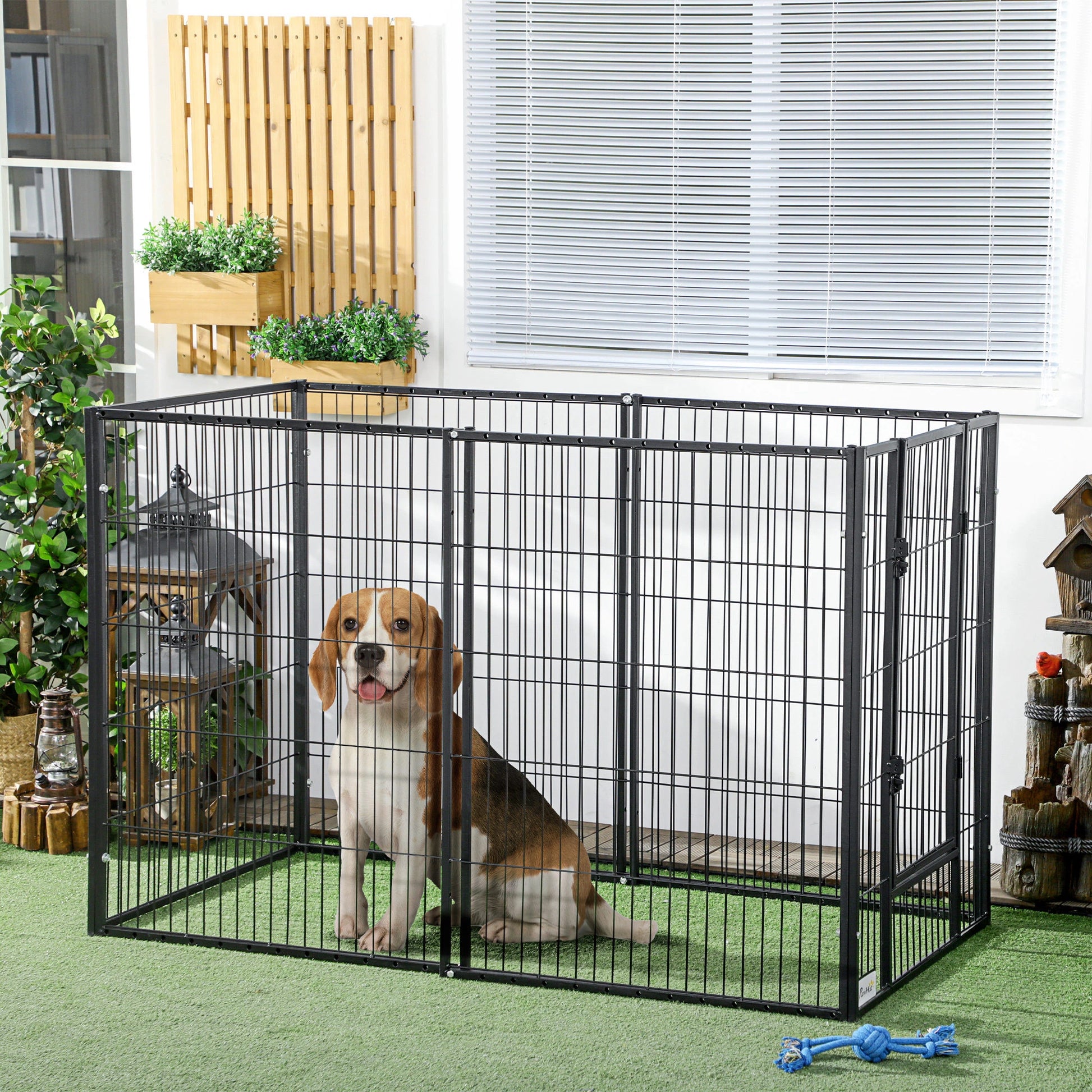 6 Panel 32.5" - 59" x 40" Dog Playpen, Heavy Duty, Indoor Outdoor Houses, Kennels & Pens at Gallery Canada