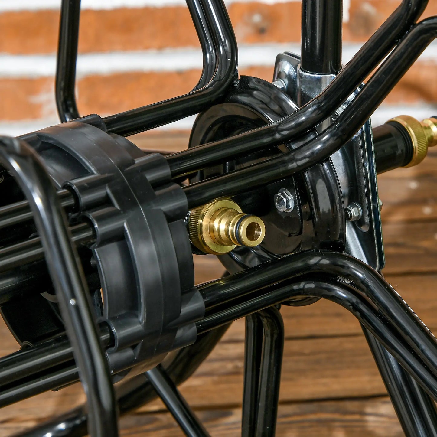 5/8" Hose Reel Cart, 98 ft, Garden Water Hose with Wheels, Black