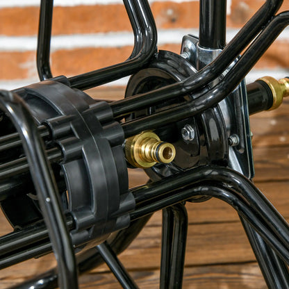 5/8" Hose Reel Cart, 98 ft, Garden Water Hose with Wheels, Black