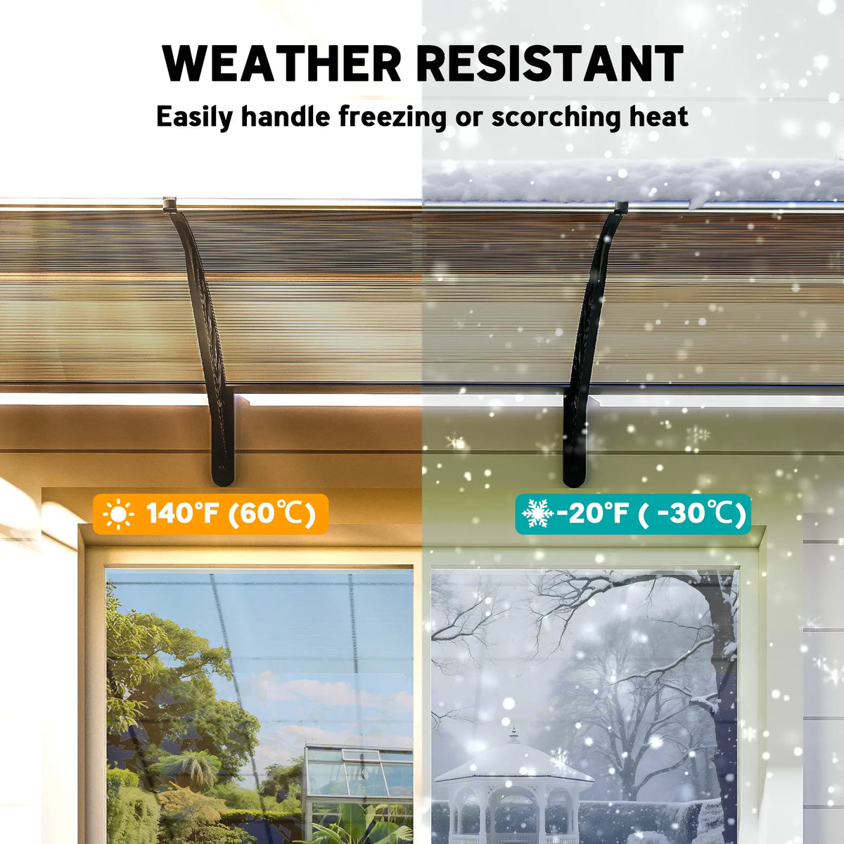Awning Door Canopy, 119.3" x 37.8", Polycarbonate, UV Protection, Brown Door Awnings at Gallery Canada