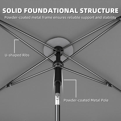 6' x 4' Grey Patio Umbrella, Tilt Crank, Rectangular Outdoor, Grey Sun Umbrellas at Gallery Canada