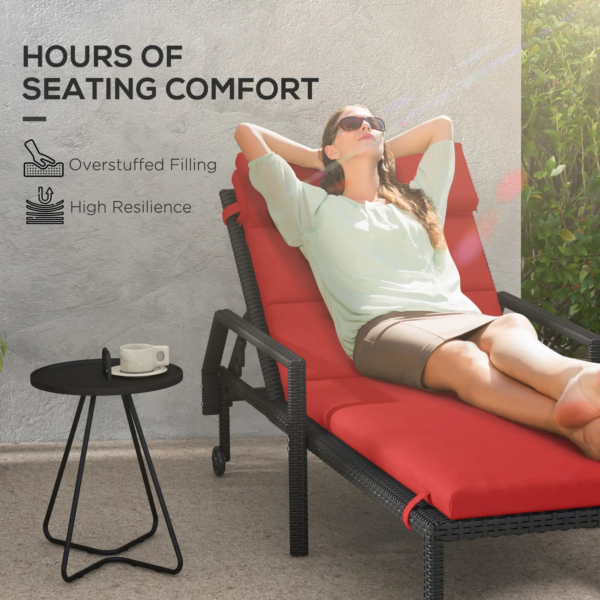 Patio Chaise Lounge Chair Cushions, Set Of 2, Wine Red Patio Chair Cushions at Gallery Canada