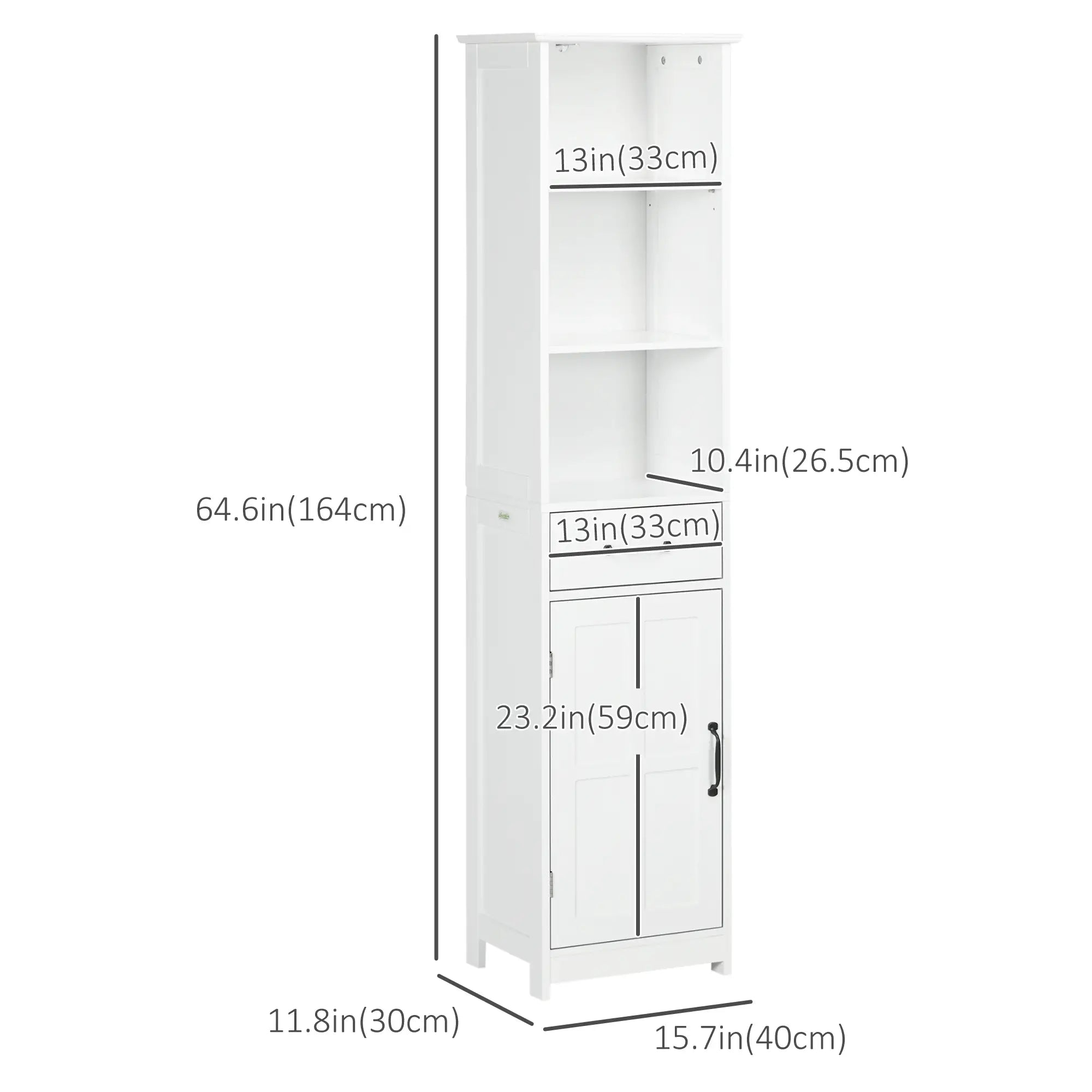Modern Bathroom Cabinet, 3 Open Shelves, Drawer, Adjustable Shelf, White Bathroom Cabinets at Gallery Canada
