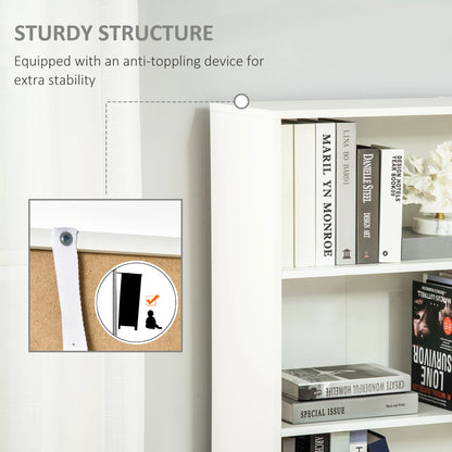 4-Tier Open Bookshelf with Doors, Home Office Storage Cabinet, Oak White Bookshelves at Gallery Canada