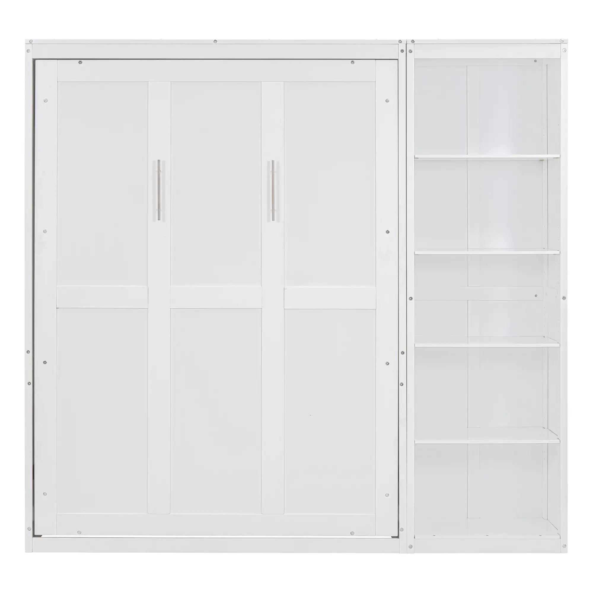 Murphy Bed with Storage Shelves, Space-Saving Wall Bed, 87.5