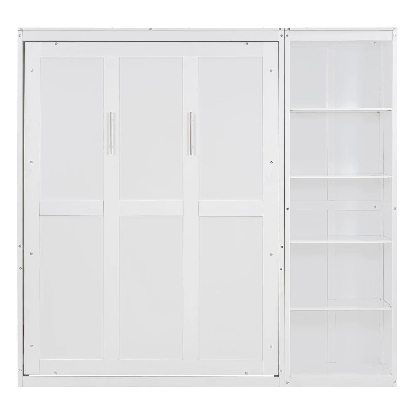 Murphy Bed with Storage Shelves, Space-Saving Wall Bed, 87.5" L x 16" W x 84" H, White Bed Frames White at Gallery Canada