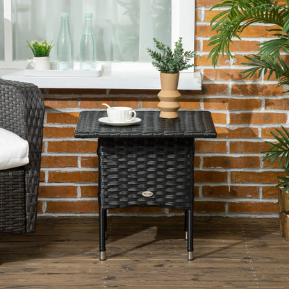 20" Outdoor Wicker Coffee Table, Plastic Board, Black Patio Dinning Tables at Gallery Canada