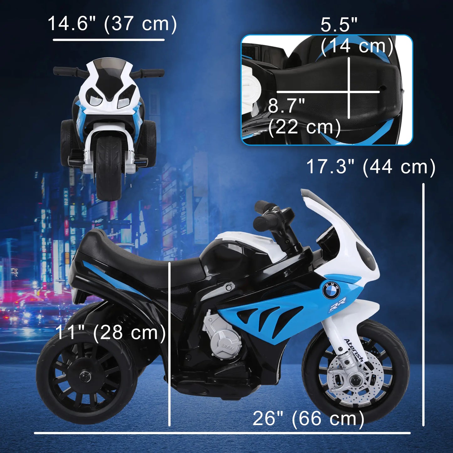 6V Kids Motorcycle with Headlight, Music, Blue Electric Motorcycles at Gallery Canada