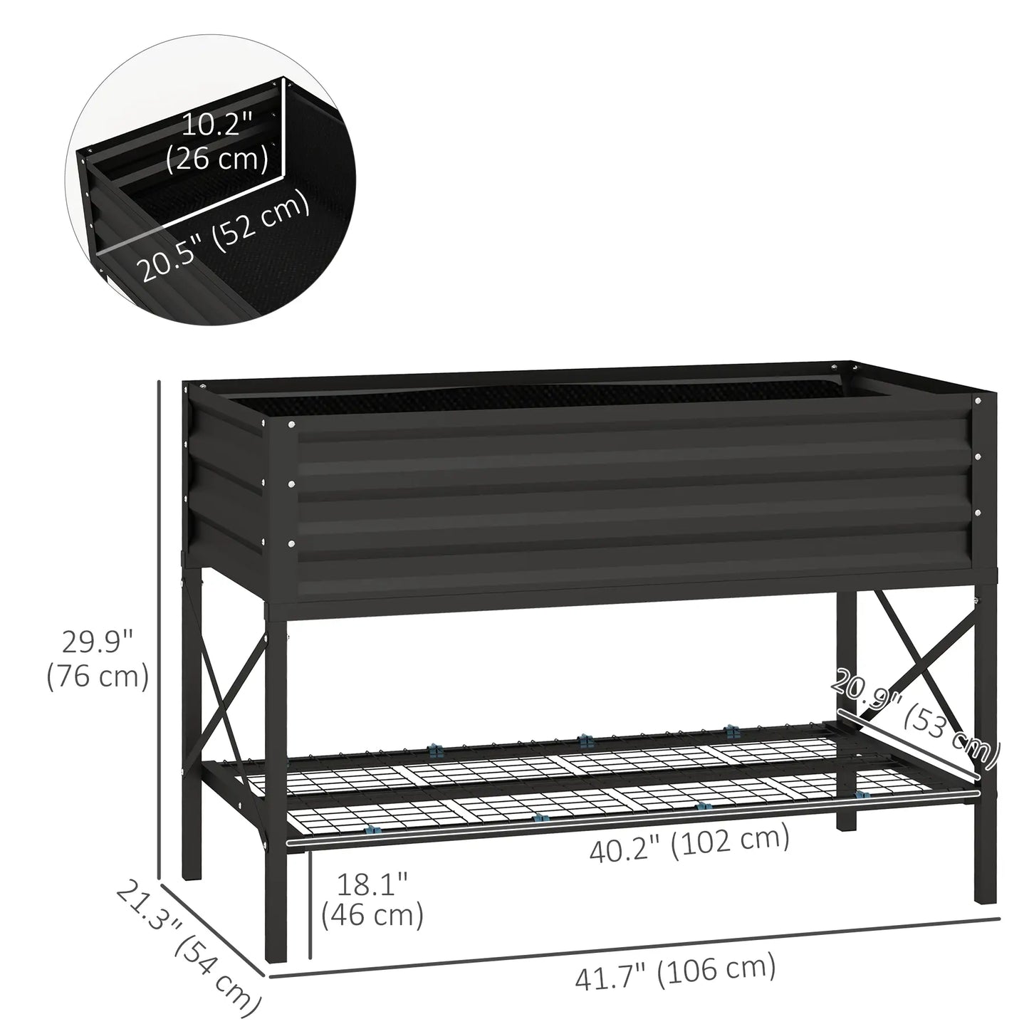 Galvanized Raised Garden Bed, Metal Planter Box, Black Elevated Garden Beds at Gallery Canada