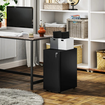 3 Drawer Filing Cabinet, Lockable Steel Office Storage, Black Office Cabinets & Cupboards at Gallery Canada