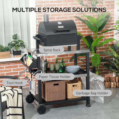 3-Shelf Outdoor Grill Cart, Stainless Steel Pizza Oven Stand On Wheels, Black Outdoor Grill Carts at Gallery Canada