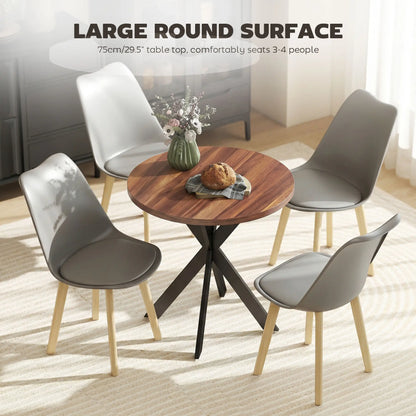 29" Round Dining Table, Walnut Finish, Steel Legs Dining Tables at Gallery Canada