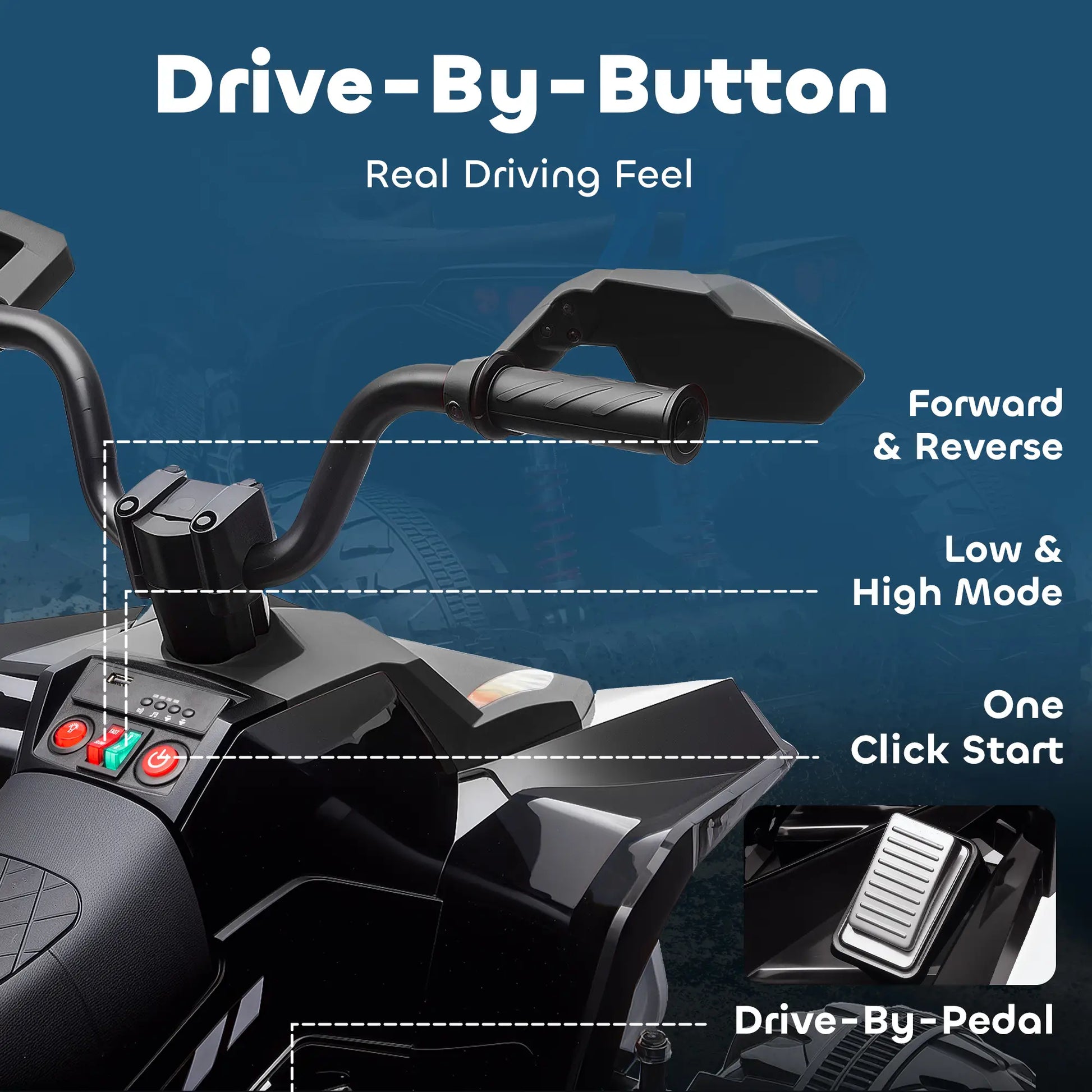 2-Seater All-Terrain 4 Wheeler, 24V Kids ATV, Electric Quad Car, Black Electric Toy Cars at Gallery Canada