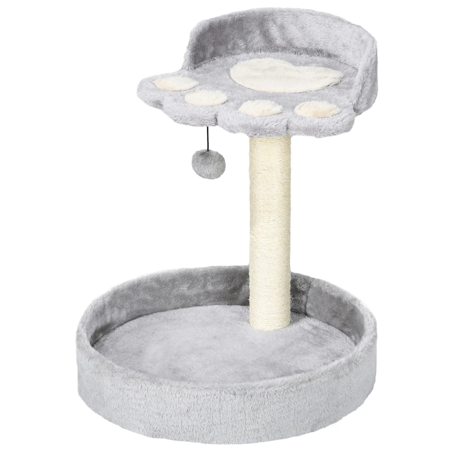 17" Small Cat Tree, Sisal Scratching Post, Dangling Ball, Bed, Light Grey Cat Trees Light Grey, Cream White at Gallery Canada