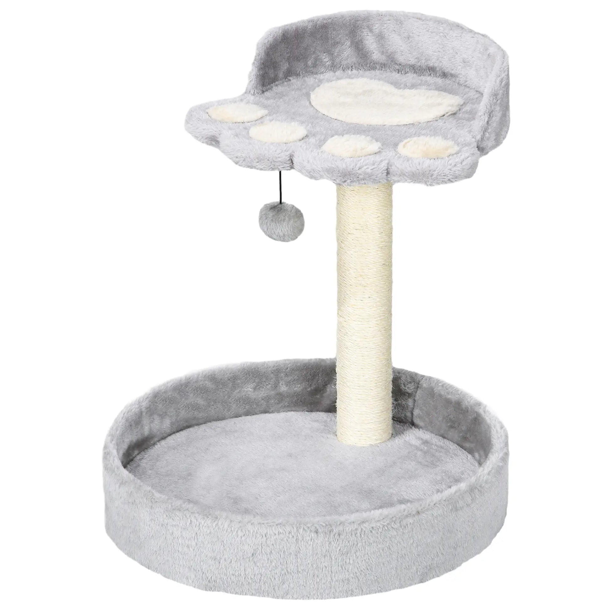 17" Small Cat Tree, Sisal Scratching Post, Dangling Ball, Bed, Light Grey Cat Trees Light Grey, Cream White at Gallery Canada