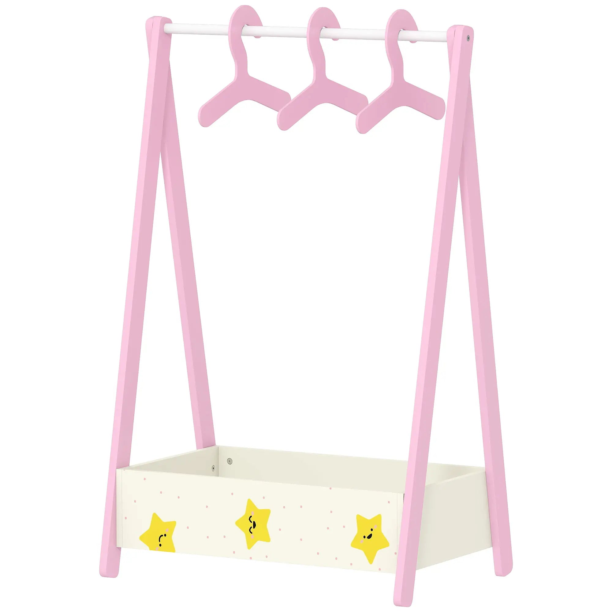 Portant à vêtements pour enfants avec étagère de rangement, cintres, rose
