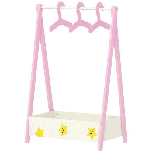 Kids Clothing Rack with Storage Shelf, Hangers, Pink