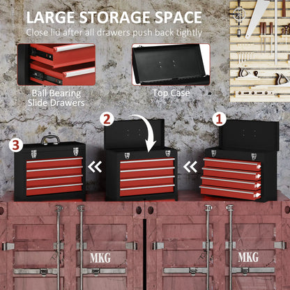 15.6" Tall Portable Metal Tool Box, 4 Drawer Lockable Chest, Red Tool Organizers at Gallery Canada